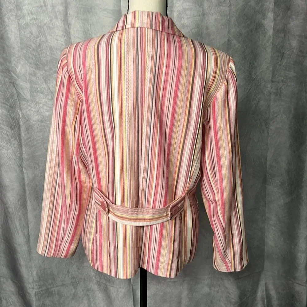 Dialogue Multi-Pink Striped Two Button Blazer - S… - image 5